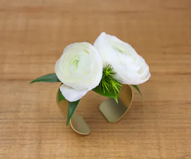 White Ranunculus Cuff Wristlet