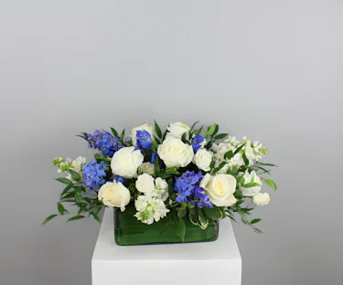 Elegant and enchanting, Sapphire Snowfall evokes the beauty of a crisp winter evening.