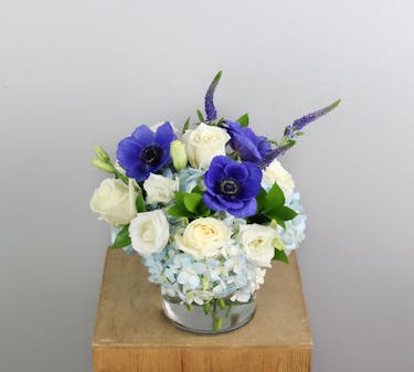 Blue Moon is a serene and enchanting floral arrangement that captures the calm beauty of a moonlit night.