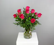 One Dozen Hot Pink Roses