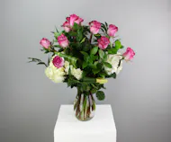 One Dozen Lavender Roses with Hydrangea